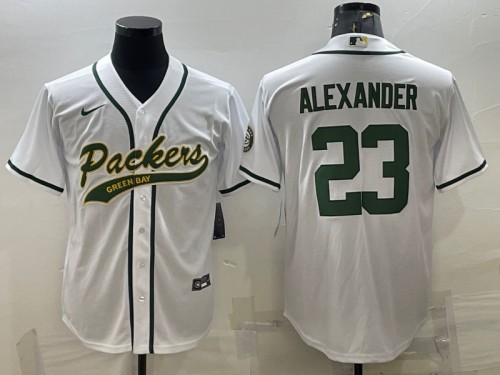 Men's Green Bay Packers #23 Jaire Alexander White With Patch Cool Base Stitched Baseball Jersey